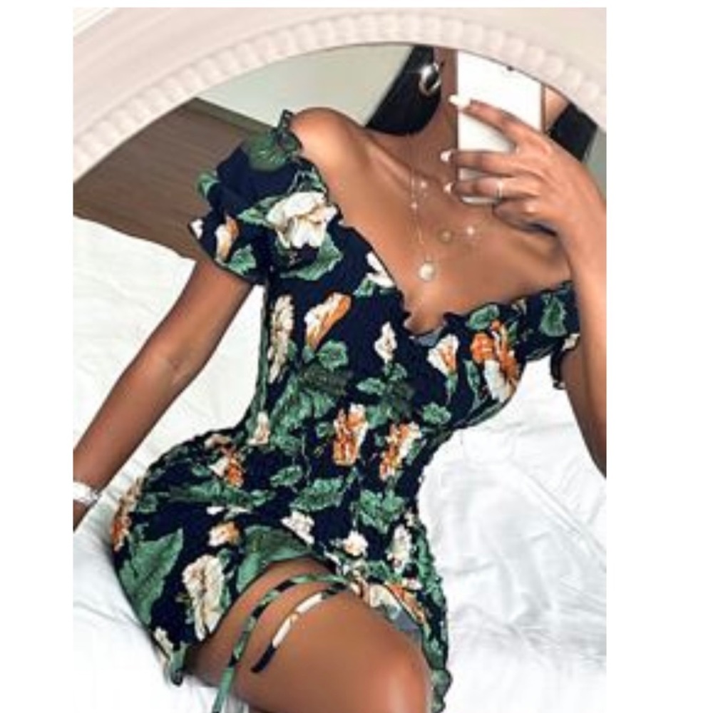 Shein off the shoulder floral dress